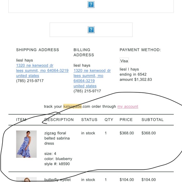 Kate Spade Blue and White One-Shoulder Dress (original receipt included) - Picture 4 of 4